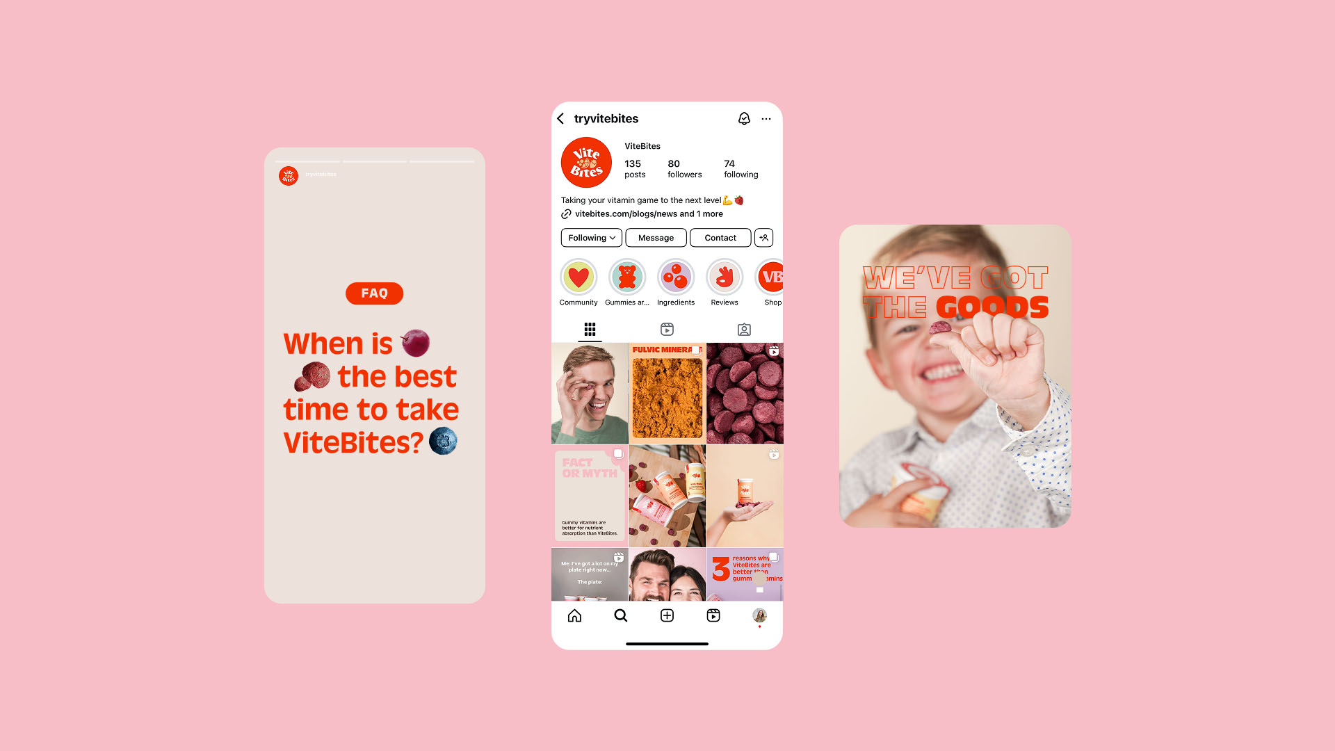 ViteBites Social Media Design Vite Bites Instagram profile and branded social media graphics