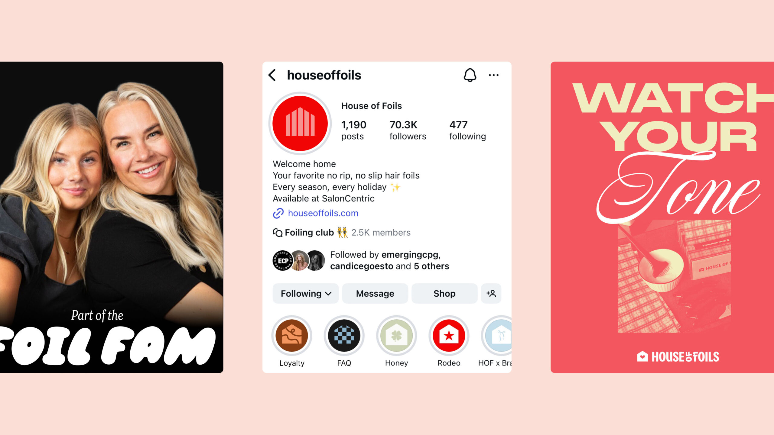 House of Foils Instagram profile and branded social media graphics